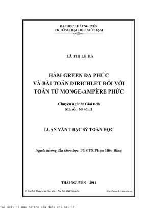 Hàm Green Đa Phức và Bài Toán Dirichlet với Toán Tử 