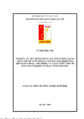 Nghiên Cứu Phân Lập và Nhân Giống Nấm Đầu Khỉ (Hericium