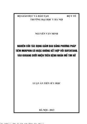 Nghiên Cứu Tác Dụng Của Morphin Kết Hợp Sufentanil Trong 
