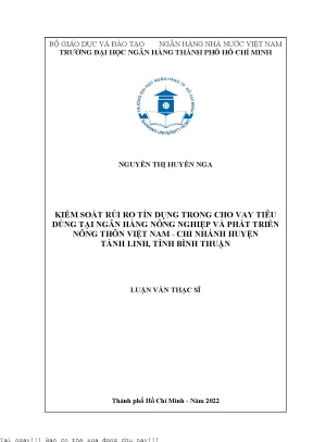 Kiểm Soát Rủi Ro Tín Dụng Trong Cho Vay Tiêu Dùng Tại