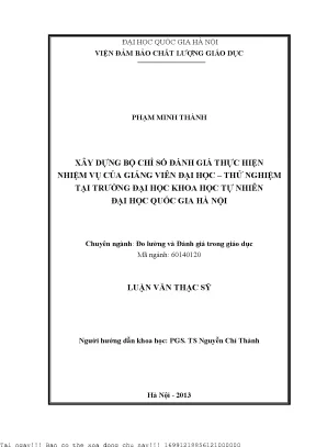 Xây Dựng Bộ Chỉ Số Đánh Giá Nhiệm Vụ Giảng Viên Đại Học