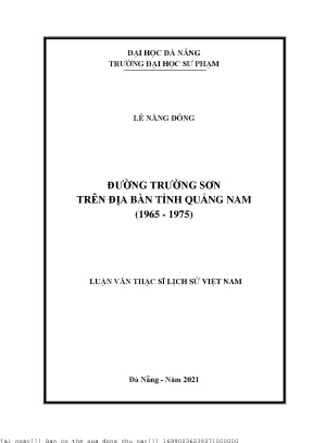 Nghiên Cứu Đường Trường Sơn Tại Quảng Nam (1965-1975):