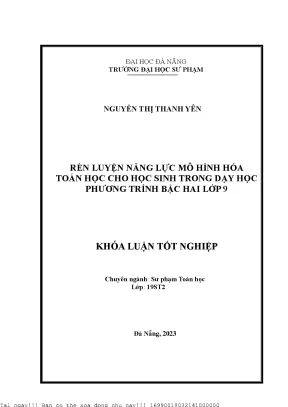 Rèn Luyện Năng Lực Mô Hình Hóa Toán Học Cho Học Sinh Lớp 9
