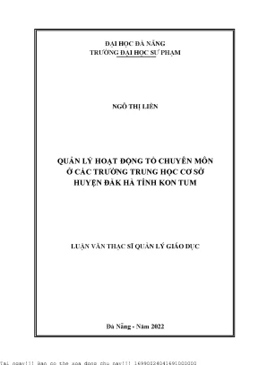 Quản Lý Hoạt Động Tổ Chuyên Môn Tại Trường Trung Học Cơ