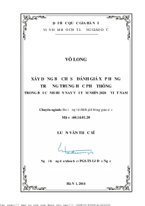 Bộ Chỉ Số Đánh Giá Xếp Hạng Trường Trung Học Phổ Thông