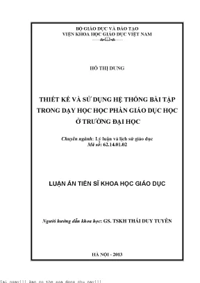 Thiết Kế Hệ Thống Bài Tập Trong Dạy Học Giáo Dục Học Tại