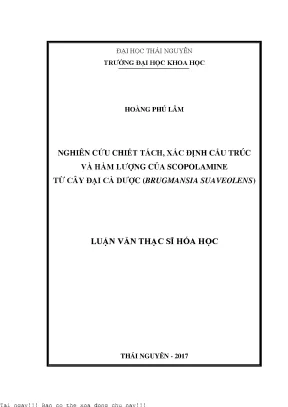 Nghiên Cứu Chiết Tách Scopolamine Từ Cây Đại Cà Dược