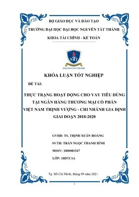 Thực Trạng Hoạt Động Cho Vay Tiêu Dùng Tại Ngân Hàng