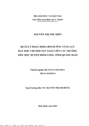 Quản Lý Hoạt Động Bồi Dưỡng Năng Lực Dạy Học Cho Giáo