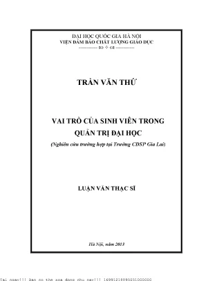Vai Trò Của Sinh Viên Trong Quản Trị Đại Học: Nghiên Cứu
