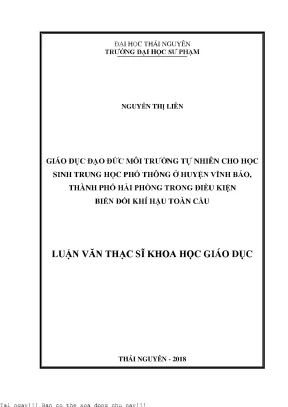 Giáo Dục Đạo Đức Môi Trường Tự Nhiên Cho Học Sinh Trung 