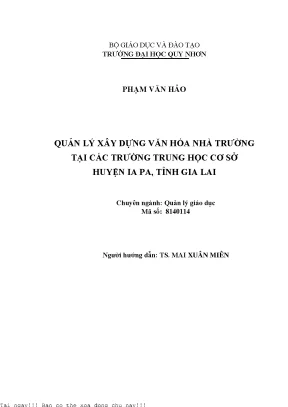 Quản Lý Xây Dựng Văn Hóa Nhà Trường Tại Các Trường Trung