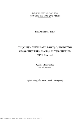 Nâng Cao Hiệu Quả Đào Tạo Công Chức Tại Huyện Chư Pưh,
