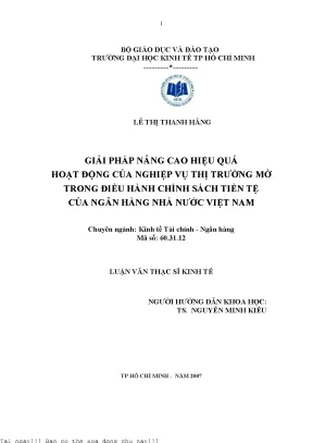Giải Pháp Nâng Cao Hiệu Quả Nghiệp Vụ Thị Trường Mở