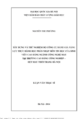 Bộ Công Cụ Đánh Giá Năng Lực Thực Hành Học Phần Nhập Môn 