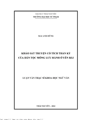 Khảo Sát Truyện Cổ Tích Thần Kỳ Dân Tộc Mông Tại Yên Bái