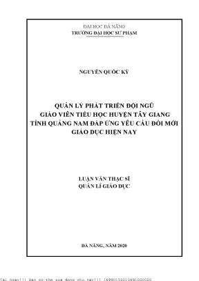 Quản Lý Phát Triển Đội Ngũ Giáo Viên Tiểu Học Tại Huyện