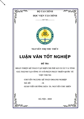 Hoàn thiện kế toán chi phí sản xuất và tính giá thành 