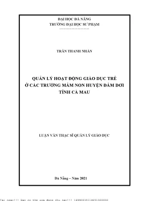 Quản Lý Hoạt Động Giáo Dục Trẻ Tại Các Trường Mầm Non