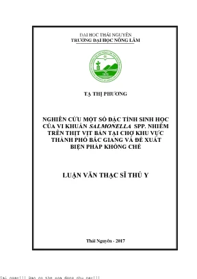 Nghiên Cứu Đặc Tính Sinh Học Vi Khuẩn Salmonella spp.