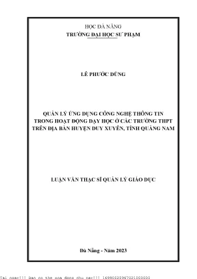 Quản Lý Ứng Dụng Công Nghệ Thông Tin Trong Dạy Học Ở