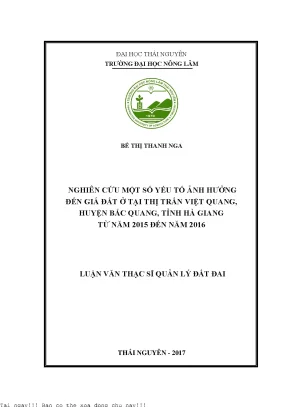 Nghiên Cứu Các Yếu Tố Ảnh Hưởng Đến Giá Đất Tại Thị Trấn