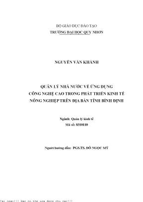 Ứng Dụng Công Nghệ Cao Trong Phát Triển Kinh Tế Nông