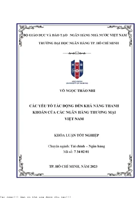 Yếu Tố Ảnh Hưởng Đến Khả Năng Thanh Khoản Của Ngân Hàng