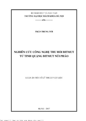 Nghiên Cứu Công Nghệ Thu Hồi Bitmut Từ Tinh Quặng Núi Pháo