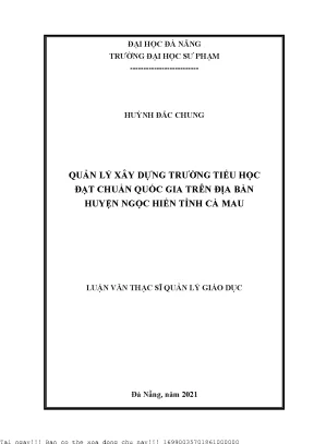 Quản Lý Xây Dựng Trường Tiểu Học Đạt Chuẩn Quốc Gia Tại