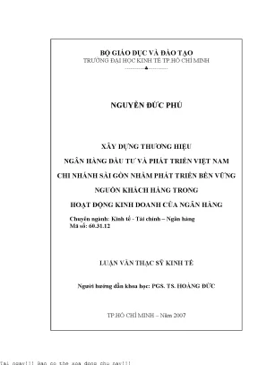 Xây Dựng Thương Hiệu Ngân Hàng Đầu Tư và Phát Triển Việt
