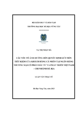 Các Yếu Tố Ảnh Hưởng Đến Quyết Định Gửi Tiền Tiết Kiệm