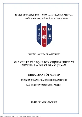 Các Yếu Tố Ảnh Hưởng Đến Ý Định Sử Dụng Ví Điện Tử Tại