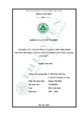Nghiên Cứu Ảnh Hưởng Của Chất Điều Hòa Sinh Trưởng Đến 