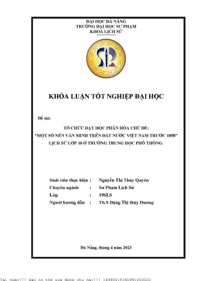 Tổ Chức Dạy Học Phân Hóa Lịch Sử: Nền Văn Minh Việt Nam 