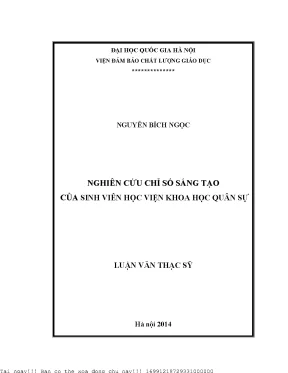 Nghiên Cứu Chỉ Số Sáng Tạo Của Sinh Viên Học Viện Khoa