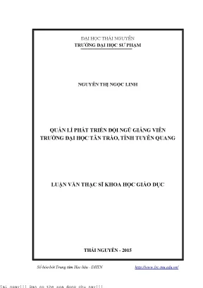 Quản Lý Phát Triển Đội Ngũ Giảng Viên Tại Trường Đại Học 