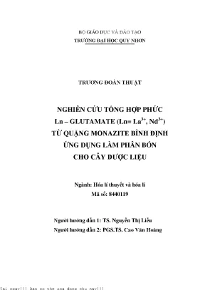 Nghiên Cứu Tổng Hợp Phức Ln – Glutamate Từ Quặng 