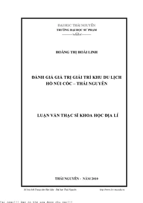 Đánh Giá Giá Trị Giải Trí Khu Du Lịch Hồ Núi Cốc - Thái 