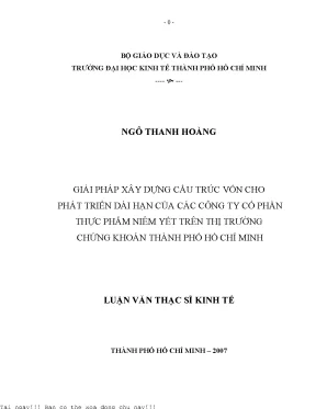 Giải Pháp Tối Ưu Cấu Trúc Vốn Cho Các Công Ty Cổ Phần