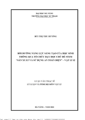 Bồi Dưỡng Năng Lực Sáng Tạo Cho Học Sinh Qua Dạy Học 