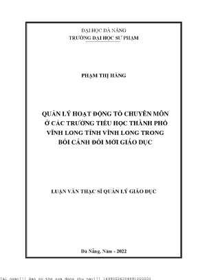 Quản Lý Hoạt Động Tổ Chuyên Môn Ở Trường Tiểu Học Tại