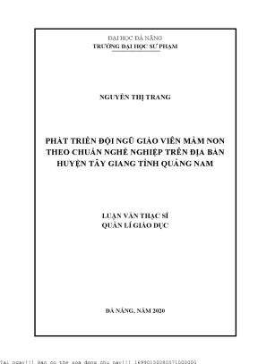 Phát Triển Đội Ngũ Giáo Viên Mầm Non Theo Chuẩn Nghề