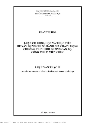 Xây Dựng Chỉ Số Đánh Giá Chất Lượng Chương Trình Bồi