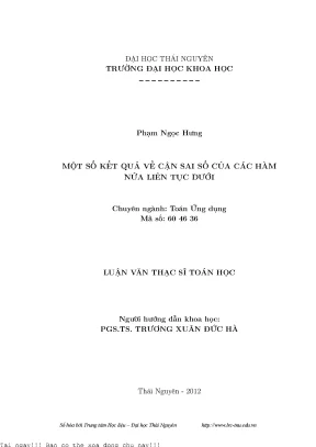 Cận Sai Số của Các Hàm Nửa Liên Tục Dưới: Nghiên Cứu và