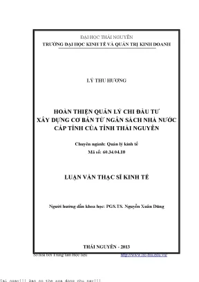 Hoàn thiện quản lý chi đầu tư xây dựng từ ngân sách nhà