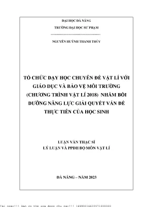 Dạy Học Vật Lý Với Giáo Dục Bảo Vệ Môi Trường Tại Đại 