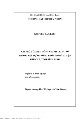 Vai Trò Của Hệ Thống Chính Trị Cơ Sở Trong Xây Dựng Nông