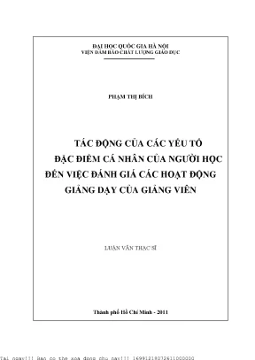 Tác Động Của Yếu Tố Cá Nhân Đến Đánh Giá Giảng Viên Tại