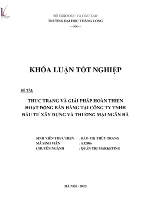 Giải Pháp Hoàn Thiện Hoạt Động Bán Hàng Tại Công Ty TNHH 
